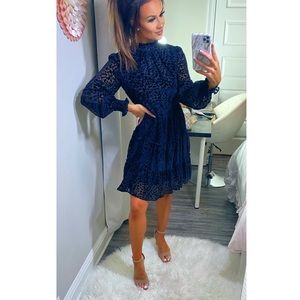 Black Long Sleeve Sheer Leopard Dress